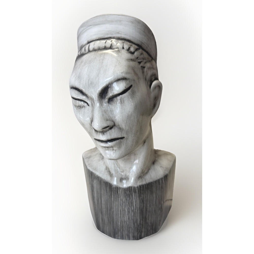 RARE Vintage 1940s 50s Chinoiserie Ceramic Male Head‎ Chinese Modern SCULPTURE